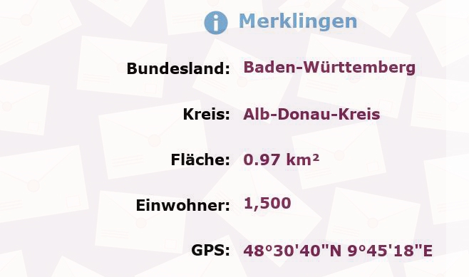 1 Postleitzahl in Merklingen, Baden-Württemberg