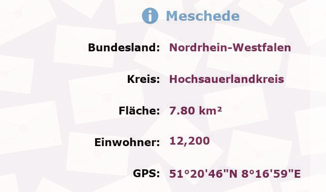 1 Postleitzahl in Meschede, Nordrhein-Westfalen