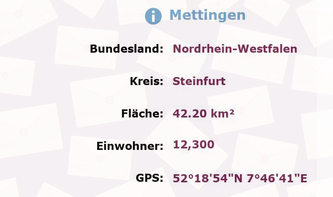 1 Postleitzahl in Mettingen, Nordrhein-Westfalen