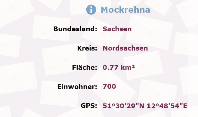 2 Postleitzahlen in Mockrehna, Sachsen