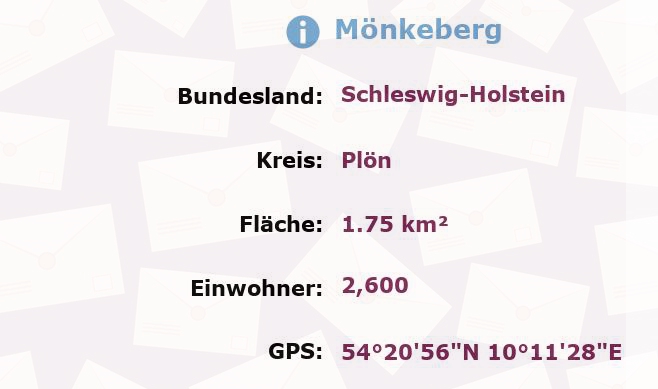 1 Postleitzahl in Mönkeberg, Schleswig-Holstein