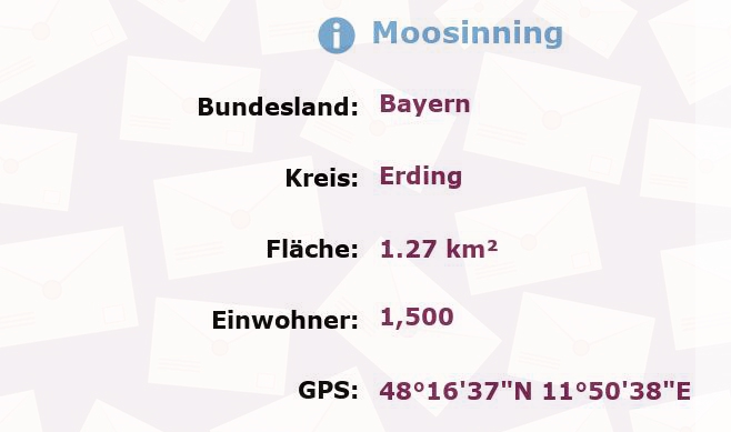 1 Postleitzahl in Moosinning, Bayern