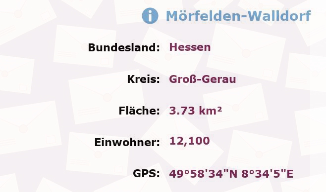 1 Postleitzahl in Mörfelden-Walldorf, Hessen