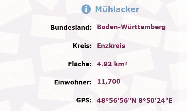 1 Postleitzahl in Mühlacker, Baden-Württemberg