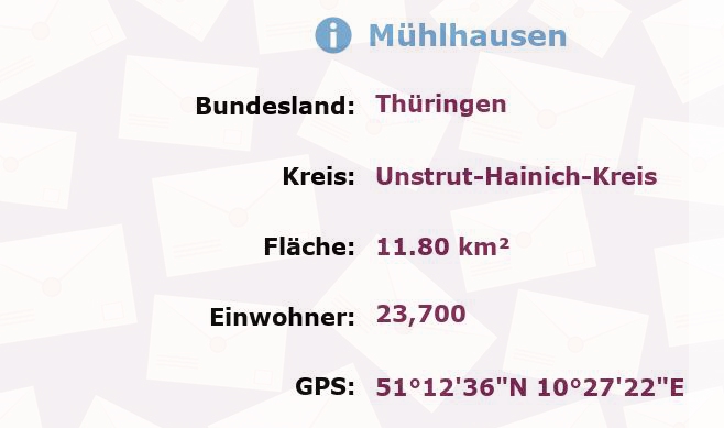 1 Postleitzahl in Mühlhausen, Thüringen