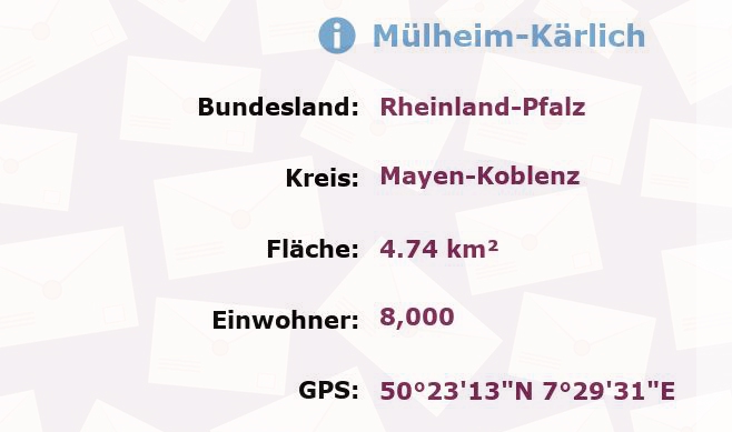 1 Postleitzahl in Mülheim-Kärlich, Rheinland-Pfalz