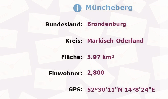 2 Postleitzahlen in Müncheberg, Brandenburg