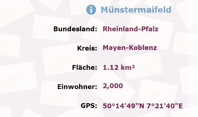 1 Postleitzahl in Münstermaifeld, Rheinland-Pfalz