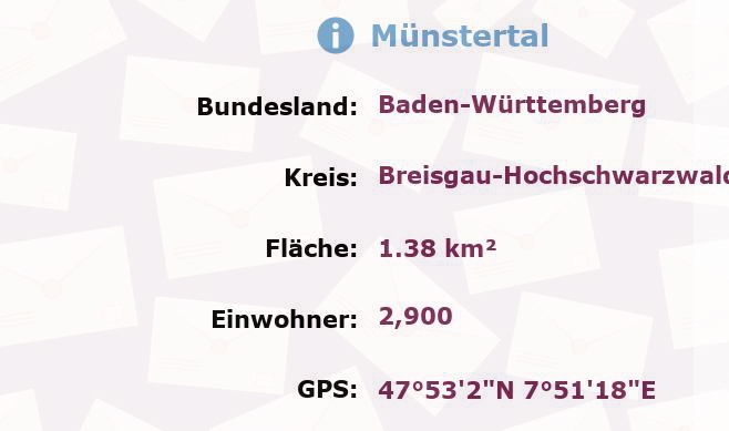 1 Postleitzahl in Münstertal, Baden-Württemberg