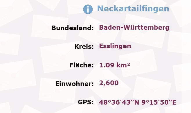 1 Postleitzahl in Neckartailfingen, Baden-Württemberg