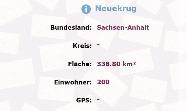 1 Postleitzahl in Neuekrug, Sachsen-Anhalt