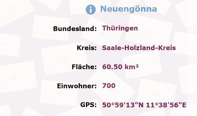 1 Postleitzahl in Neuengönna, Thüringen