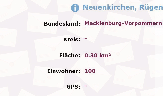 1 Postleitzahl in Neuenkirchen, Rügen, Mecklenburg-Vorpommern