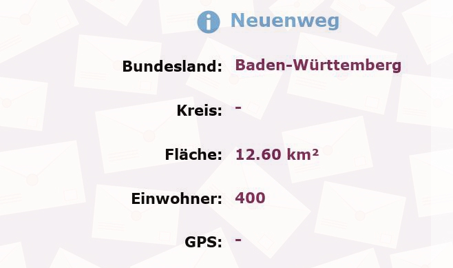 1 Postleitzahl in Neuenweg, Baden-Württemberg