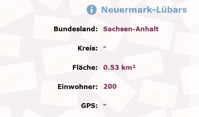 1 Postleitzahl in Neuermark-Lübars, Sachsen-Anhalt