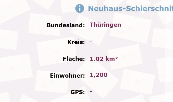 1 Postleitzahl in Neuhaus-Schierschnitz, Thüringen