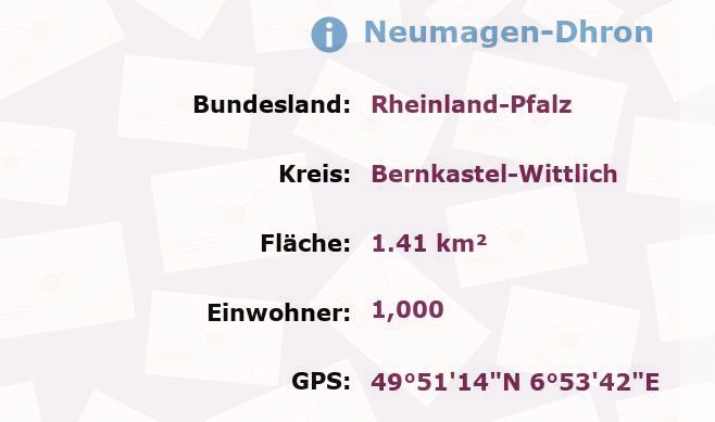 1 Postleitzahl in Neumagen-Dhron, Rheinland-Pfalz