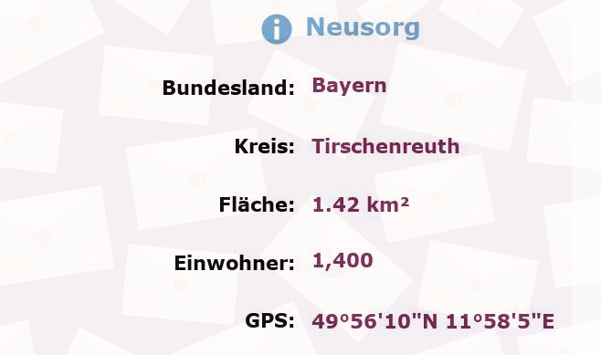 1 Postleitzahl in Neusorg, Bayern