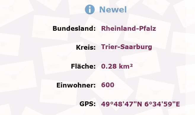 1 Postleitzahl in Newel, Rheinland-Pfalz