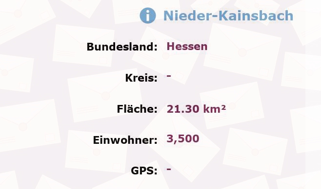 1 Postleitzahl in Nieder-Kainsbach, Hessen