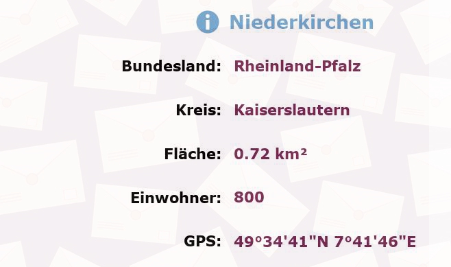 1 Postleitzahl in Niederkirchen, Rheinland-Pfalz