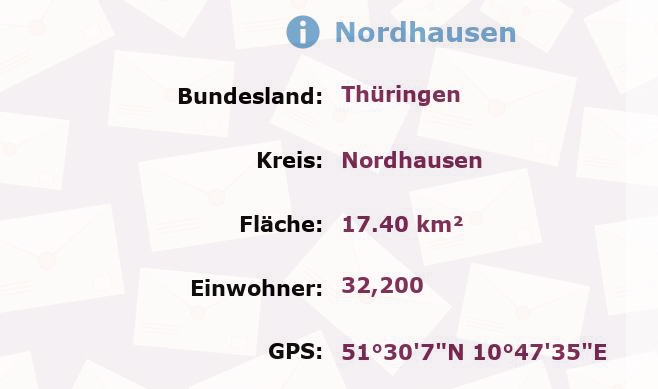 1 Postleitzahl in Nordhausen, Thüringen