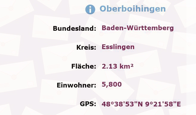 1 Postleitzahl in Oberboihingen, Baden-Württemberg