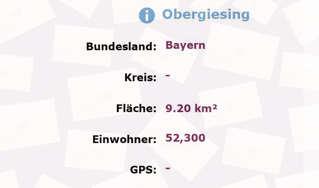 2 Postleitzahlen in Obergiesing, Bayern