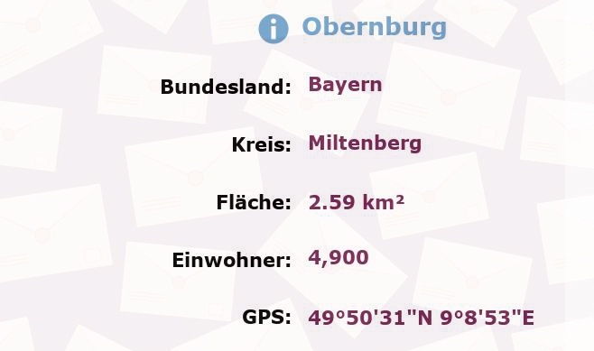 2 Postleitzahlen in Obernburg, Bayern