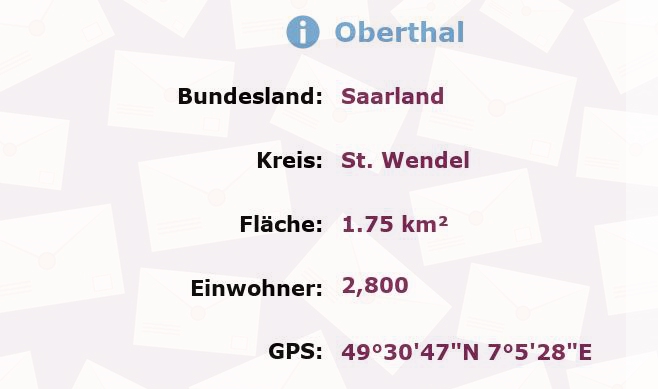 1 Postleitzahl in Oberthal, Saarland