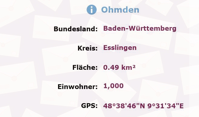 1 Postleitzahl in Ohmden, Baden-Württemberg