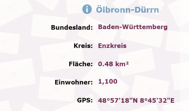 1 Postleitzahl in Ölbronn-Dürrn, Baden-Württemberg