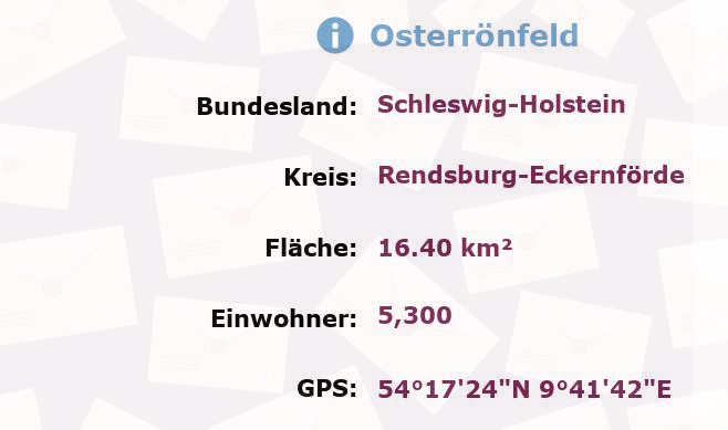 1 Postleitzahl in Osterrönfeld, Schleswig-Holstein