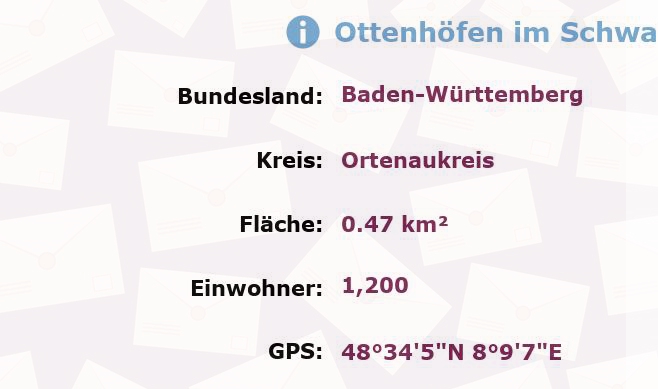 1 Postleitzahl in Ottenhöfen im Schwarzwald, Baden-Württemberg