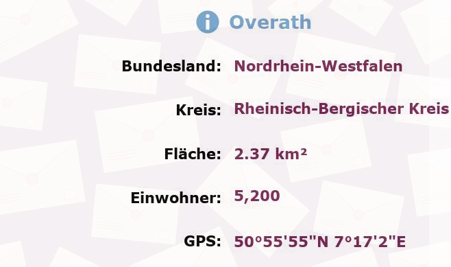 1 Postleitzahl in Overath, Nordrhein-Westfalen