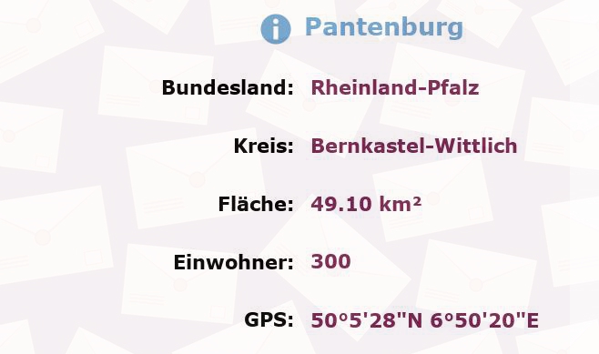 1 Postleitzahl in Pantenburg, Rheinland-Pfalz