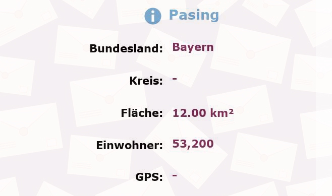 2 Postleitzahlen in Pasing, Bayern