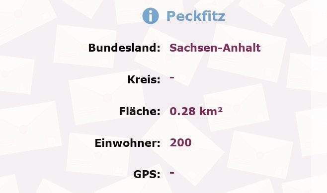 1 Postleitzahl in Peckfitz, Sachsen-Anhalt