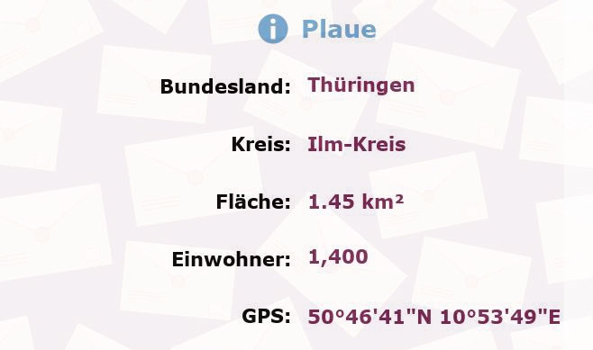 1 Postleitzahl in Plaue, Thüringen