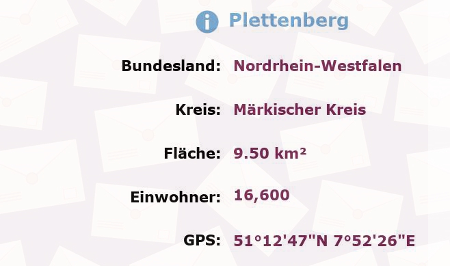 1 Postleitzahl in Plettenberg, Nordrhein-Westfalen