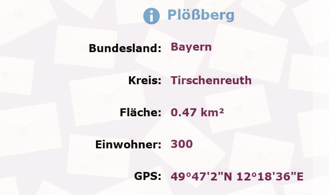 1 Postleitzahl in Plößberg, Bayern