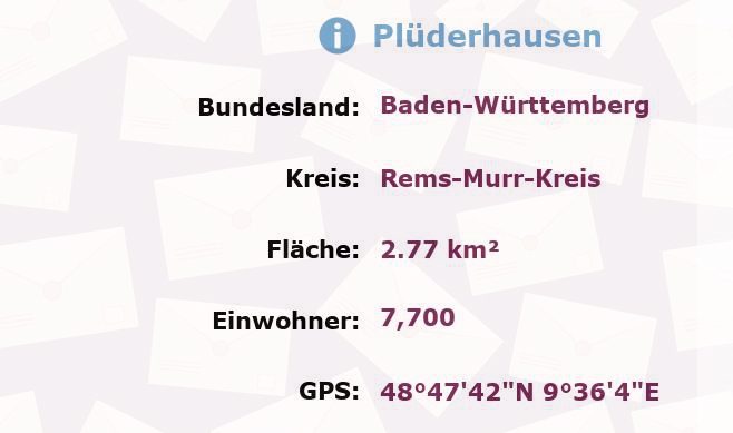 1 Postleitzahl in Plüderhausen, Baden-Württemberg