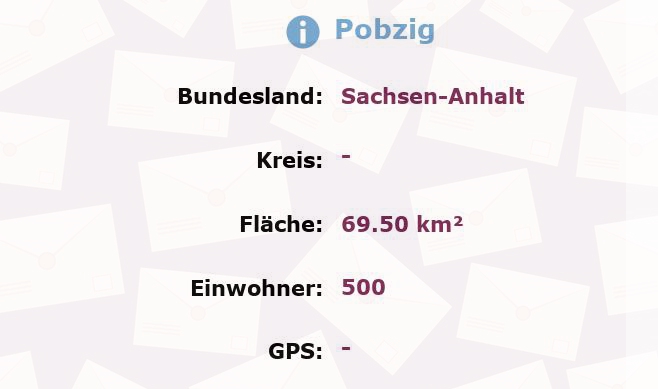 1 Postleitzahl in Pobzig, Sachsen-Anhalt