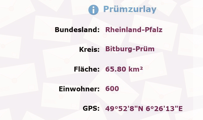 1 Postleitzahl in Prümzurlay, Rheinland-Pfalz