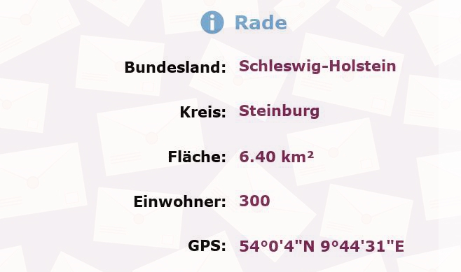 1 Postleitzahl in Rade, Schleswig-Holstein