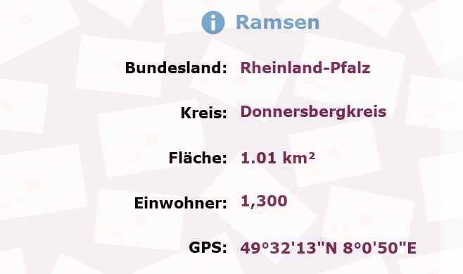 1 Postleitzahl in Ramsen, Rheinland-Pfalz