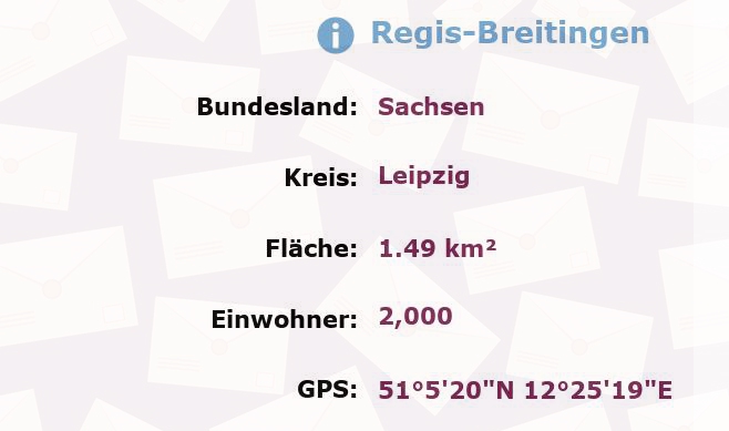 1 Postleitzahl in Regis-Breitingen, Sachsen