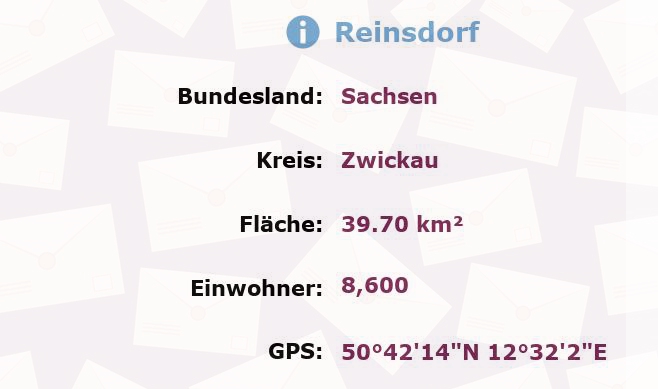 3 Postleitzahlen in Reinsdorf, Sachsen