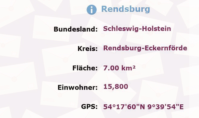 2 Postleitzahlen in Rendsburg, Schleswig-Holstein