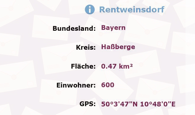 1 Postleitzahl in Rentweinsdorf, Bayern